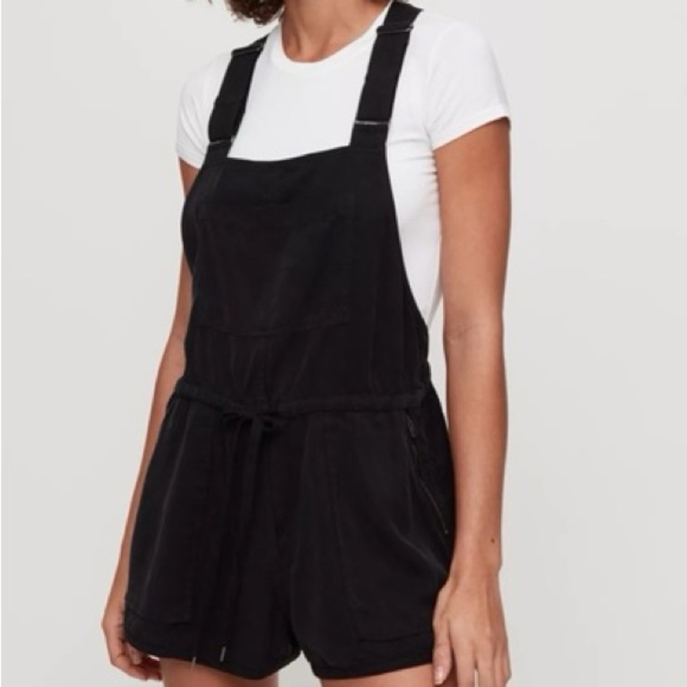 WILFRED FREE | Black Beatriz Romper Shorts Overalls
